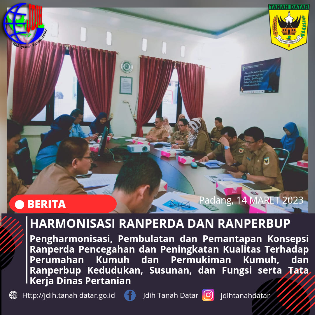 HARMONISASI RANPERDA dan RANPERBUP di KANWIL KEMENKUMHAM SUMATERA BARAT