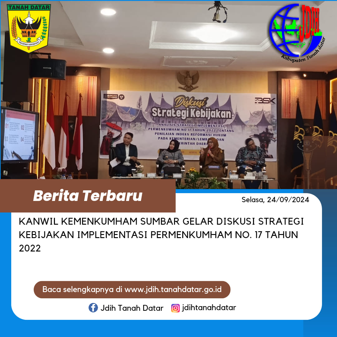KANWIL KEMENKUHAM SUMBAR GELAR DISKUSI STRATEGIS KEBIJAKAN IMPLEMENTASI PERMENKUMHAM NOMOR 17 TAHUN 2022 TENTANG PENILAIAN MANDIRI INDEKS REFORMASI HUKUM