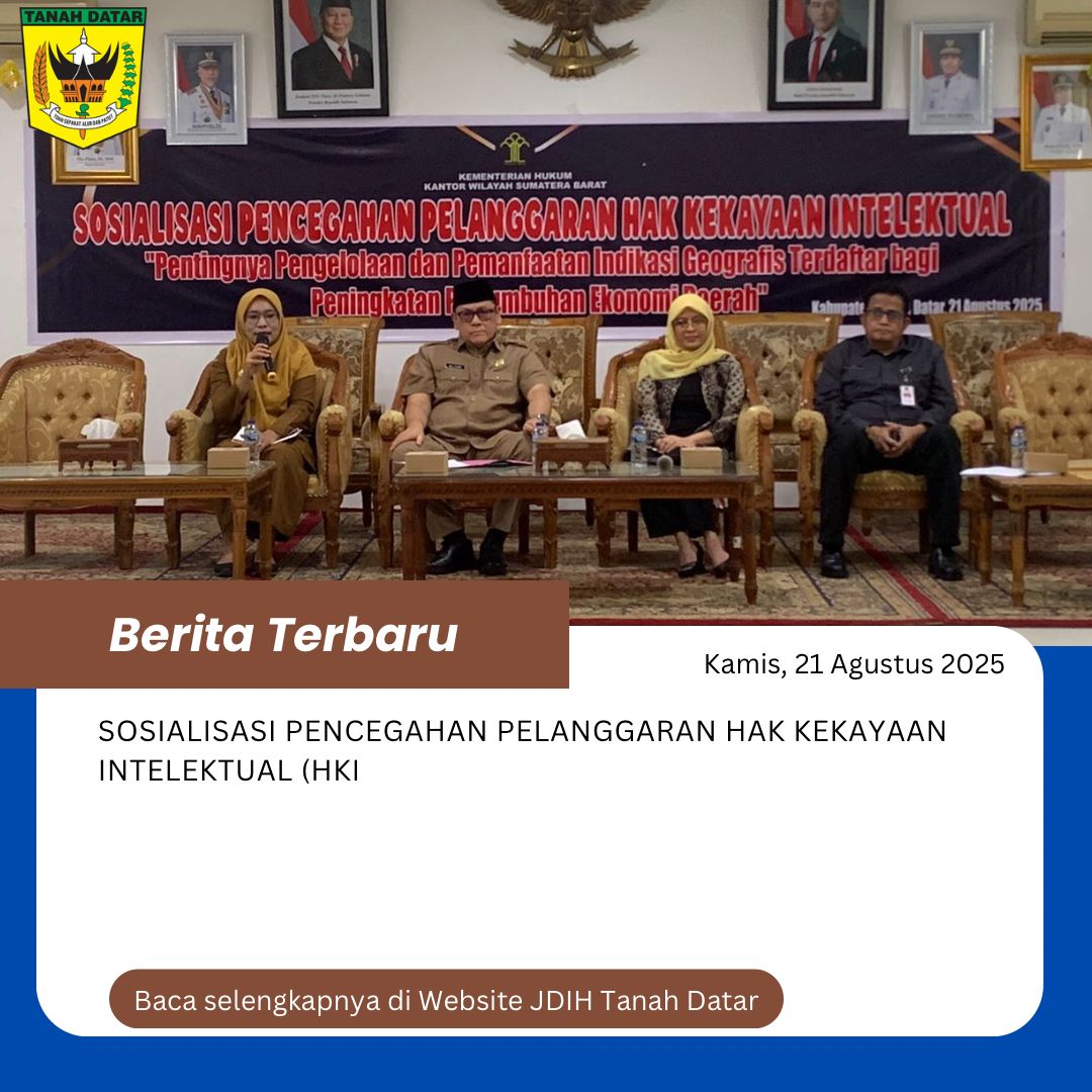 KANTOR WILAYAH KEMENTERIAN HUKUM SUMATERA BARAT GELAR SOSIALISASI PENCEGAHAN PELANGGARAN HAK KEKAYAAN INTELEKTUAL