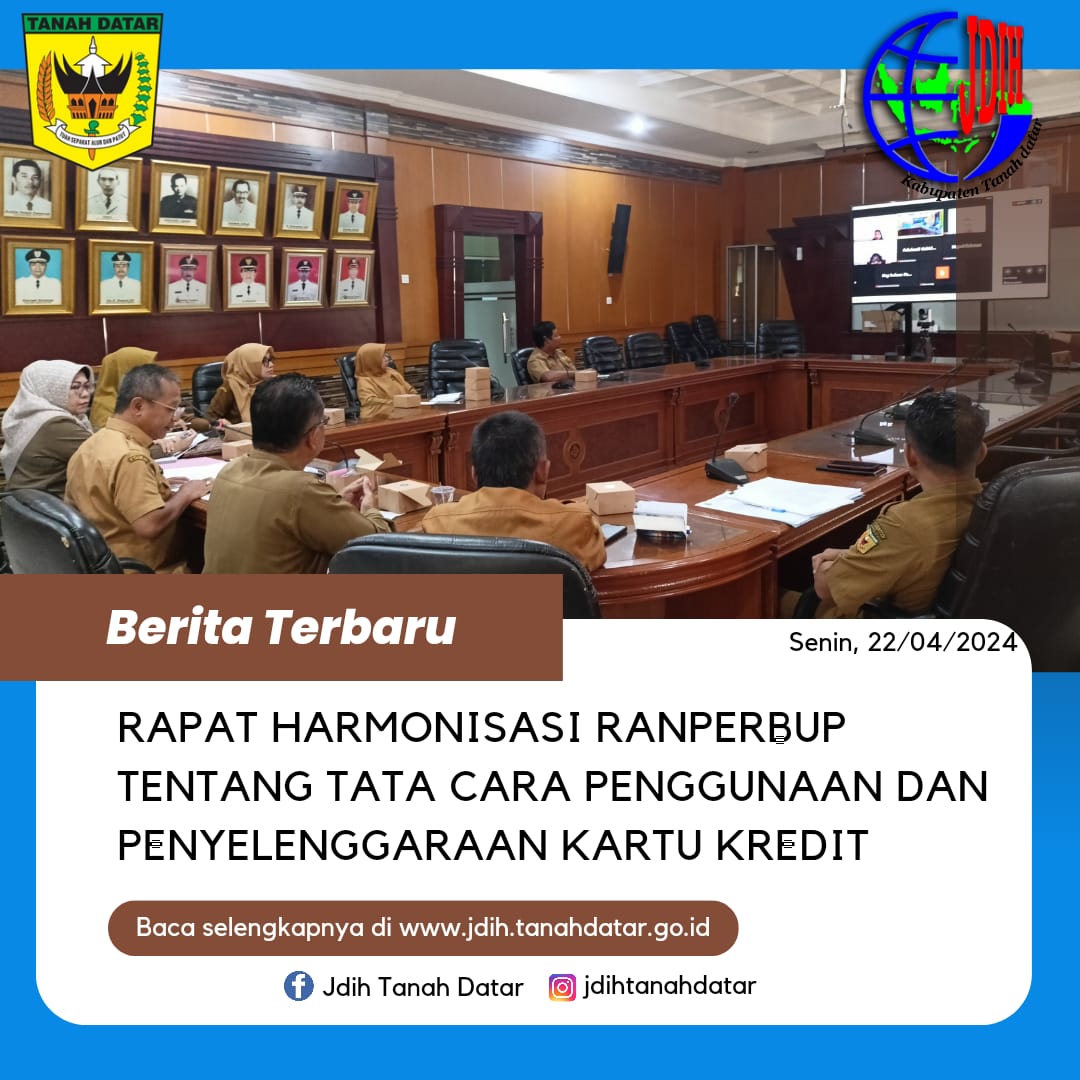 RAPAT HARMONISASI RANPERBUP TATA CARA PENGGUNAAN DAN PENYELENGGARAAN KARTU KREDIT PEMDA