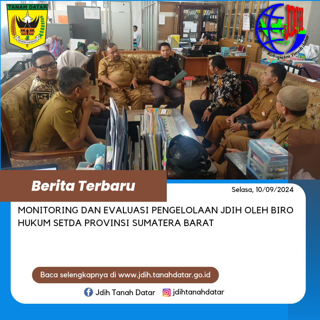 MONITORING DAN EVALUASI  PENGELOLAAN JDIH OLEH BIRO HUKUM SEKRETARIAT DAERAH PROVINSI SUMATERA BARAT