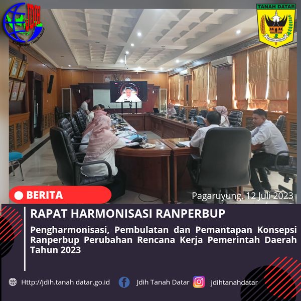 RAPAT HARMONISASI RANPERBUP TENTANG PERUBAHAN RKPD TAHUN 2023