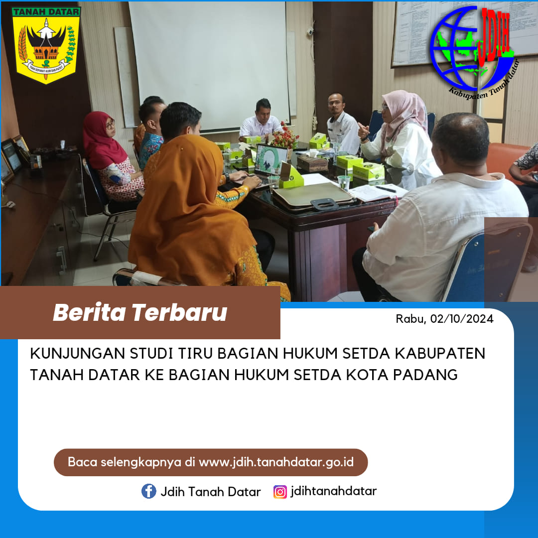 KUNJUNGAN STUDI TIRU BAGIAN HUKUM SETDA KABUPATEN TANAH DATAR KE BAGIAN HUKUM SETDA KOTA PADANG