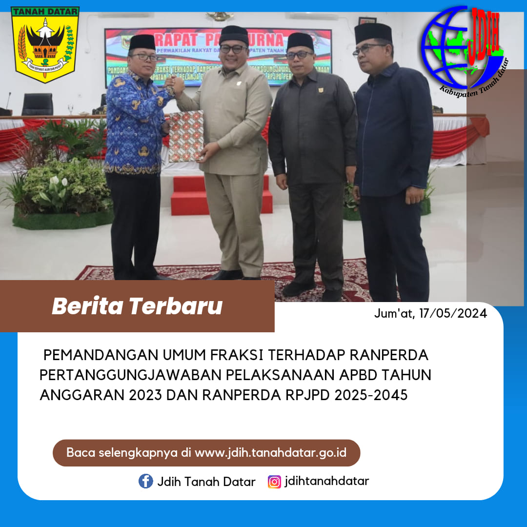 DPRD Kabupaten Tanah Datar gelar Rapat Paripurna Pemandangan Umum Fraksi Terhadap Dua Ranperda