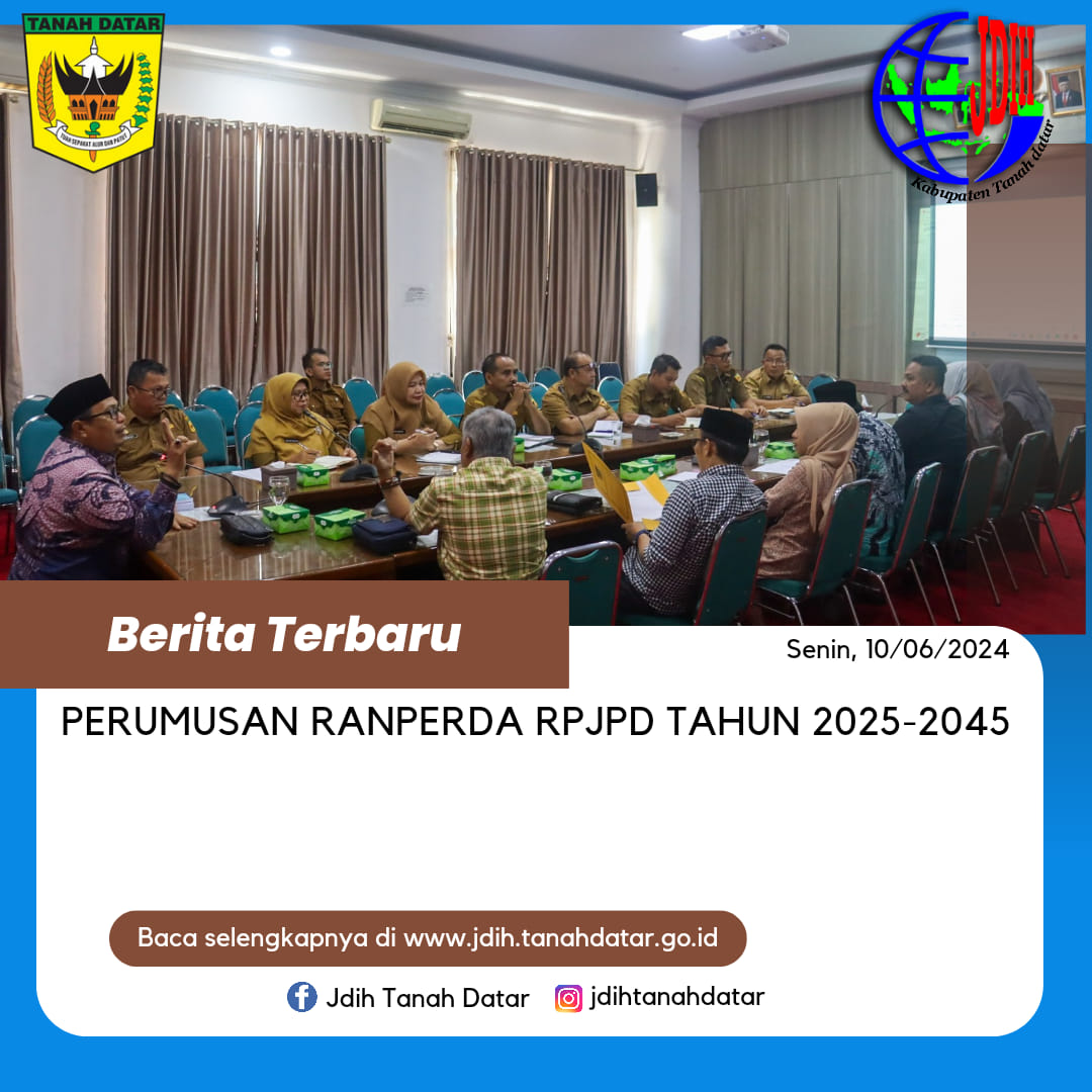 DPRD KABUPATEN TANAH DATAR GELAR RAPAT PERUMUSAN DAN PENYAMPAIAN PENDAPAT AKHIR FRAKSI TERHADAP RANPERDA RPJPD BERSAMA TIM RANPERDA PEMDA