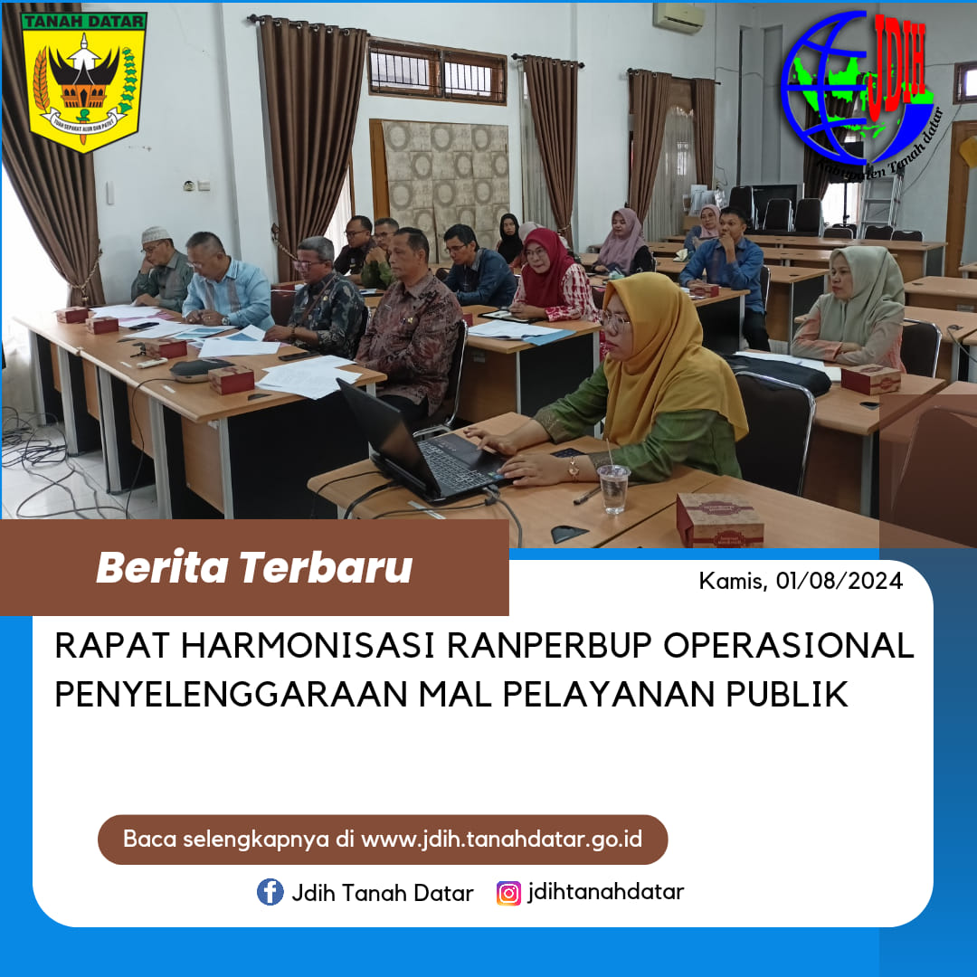 RAPAT HARMONISASI RANPERBUP OPERASIONAL PENYELENGGARAAN MAL PELAYANAN PUBLIK