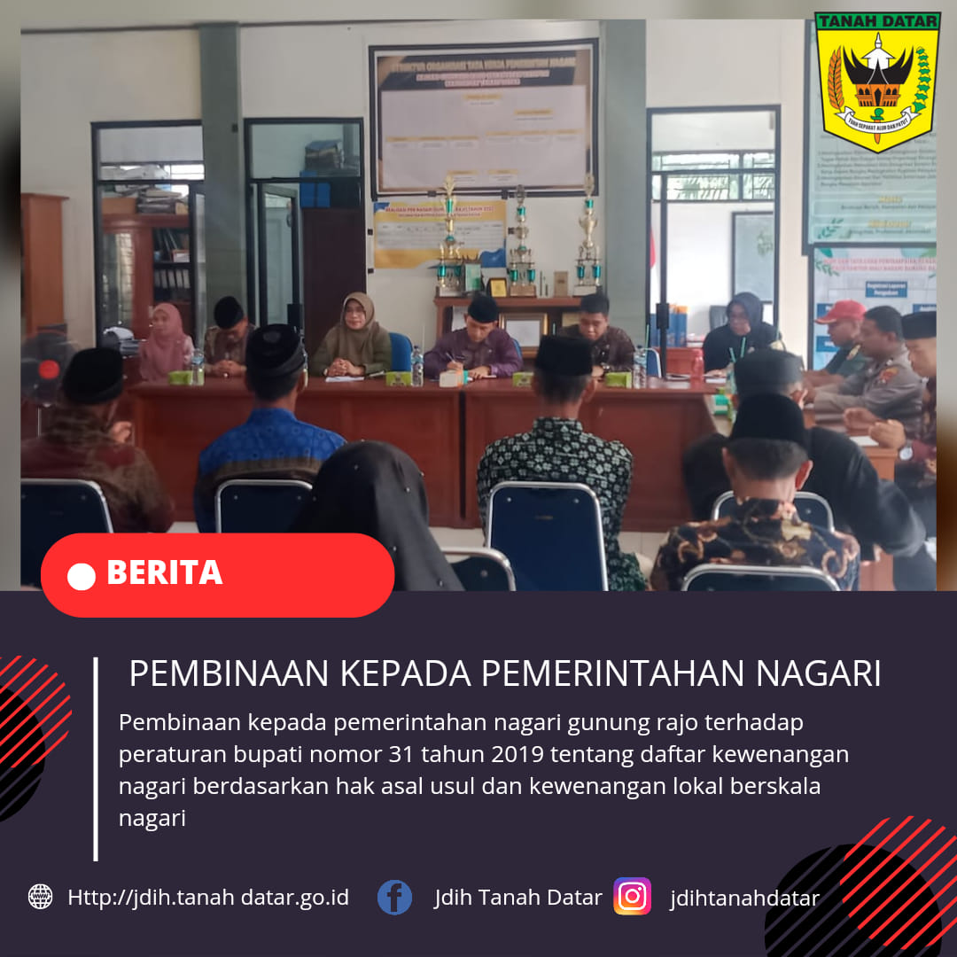 PEMBINAAN KEPADA PEMERINTAHAN NAGARI GUNUNG RAJO 